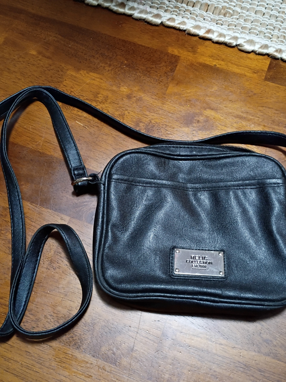 Relic Black Leather Crossbody Bag